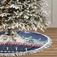 Christmas Alien Pattern with UFO Abduction of Santa Reindeer Snowy Forest Tree Skirt Xmas Holiday Patterns - Wonder Print Shop