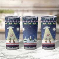 Christmas Alien Pattern with UFO Abduction of Santa Reindeer Snowy Forest Tumbler Cup Xmas Holiday Patterns - Wonder Print Shop