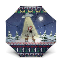 Christmas Alien Pattern with UFO Abduction of Santa Reindeer Snowy Forest Umbrella Xmas Holiday Patterns - Wonder Print Shop