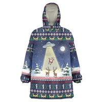 Christmas Alien Pattern with UFO Abduction of Santa Reindeer Snowy Forest Wearable Blanket Hoodie Xmas Holiday Patterns - Wonder Print Shop