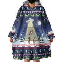 Christmas Alien Pattern with UFO Abduction of Santa Reindeer Snowy Forest Wearable Blanket Hoodie Xmas Holiday Patterns - Wonder Print Shop