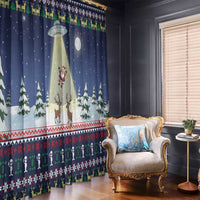 Christmas Alien Pattern with UFO Abduction of Santa Reindeer Snowy Forest Window Curtain Xmas Holiday Patterns - Wonder Print Shop