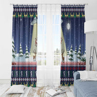 Christmas Alien Pattern with UFO Abduction of Santa Reindeer Snowy Forest Window Curtain Xmas Holiday Patterns - Wonder Print Shop