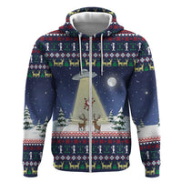 Christmas Alien Pattern with UFO Abduction of Santa Reindeer Snowy Forest Zip Hoodie Xmas Holiday Patterns - Wonder Print Shop
