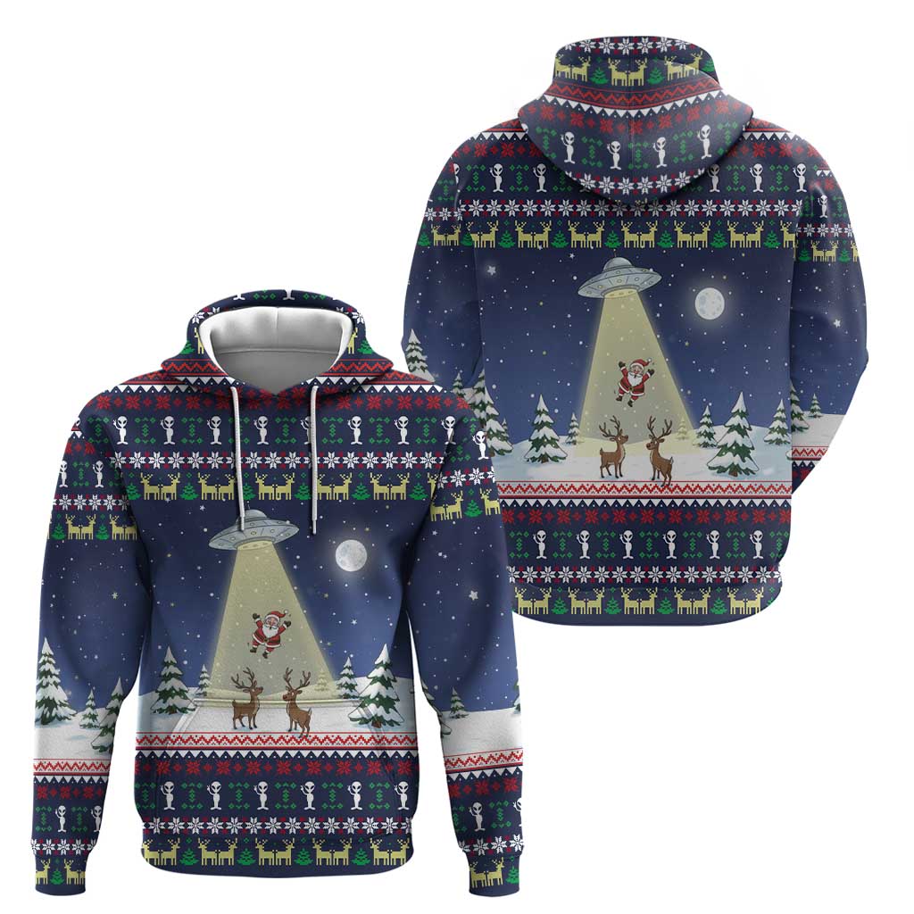 Christmas Alien Pattern with UFO Abduction of Santa Reindeer Snowy Forest Zip Hoodie Xmas Holiday Patterns - Wonder Print Shop