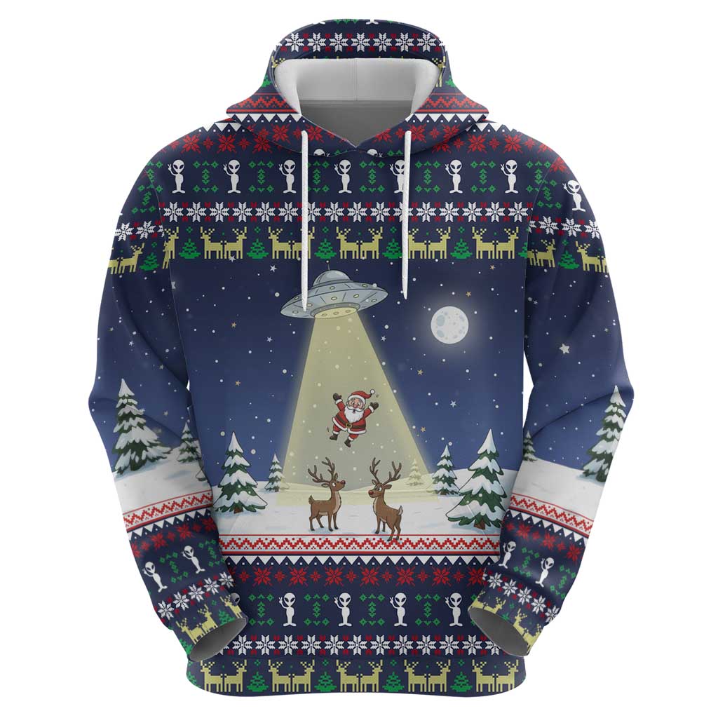 Christmas Alien Pattern with UFO Abduction of Santa Reindeer Snowy Forest Zip Hoodie Xmas Holiday Patterns - Wonder Print Shop