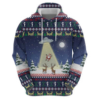 Christmas Alien Pattern with UFO Abduction of Santa Reindeer Snowy Forest Zip Hoodie Xmas Holiday Patterns - Wonder Print Shop