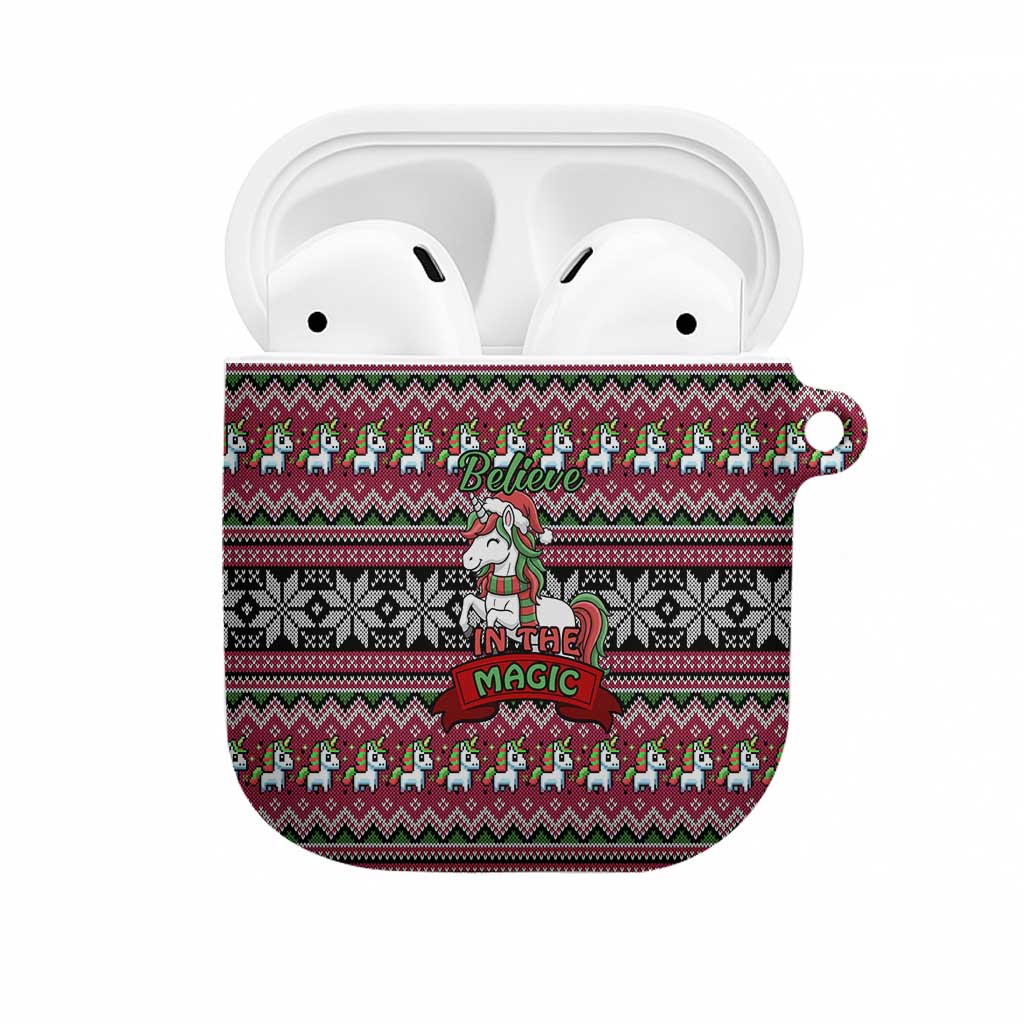 Unicorn Believe In The Magic Christmas AirPods Case Xmas Holiday Patterns - Wonder Print Shop