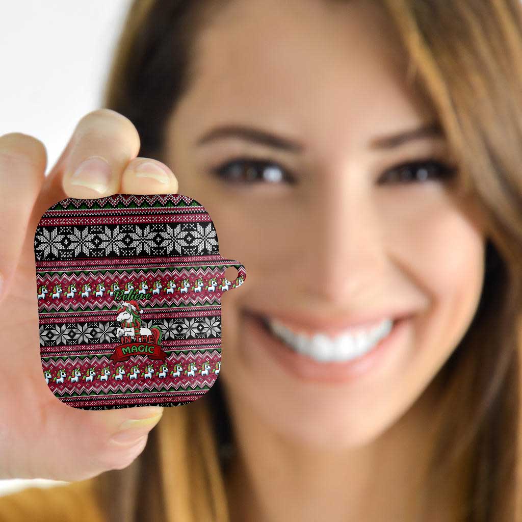 Unicorn Believe In The Magic Christmas AirPods Case Xmas Holiday Patterns - Wonder Print Shop
