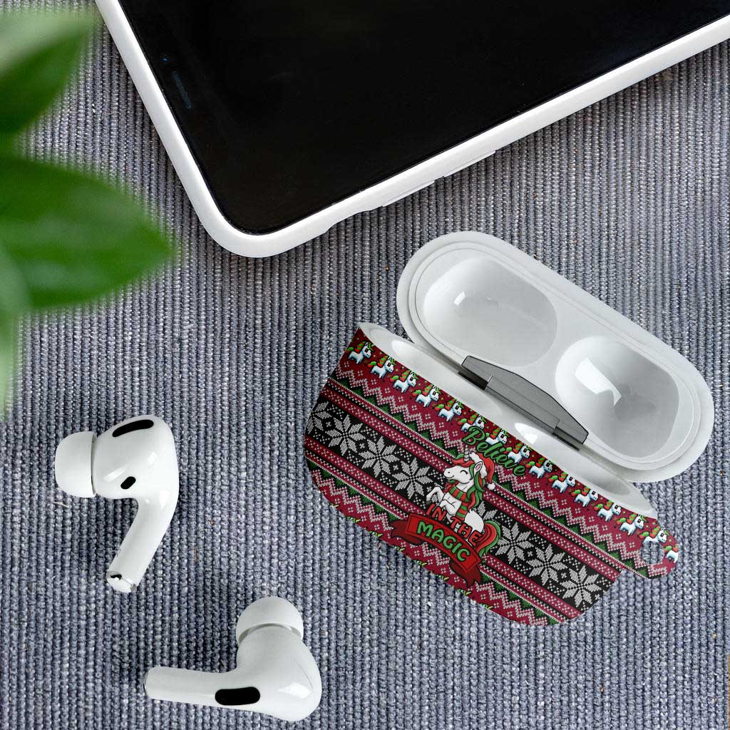 Unicorn Believe In The Magic Christmas AirPods Case Xmas Holiday Patterns - Wonder Print Shop