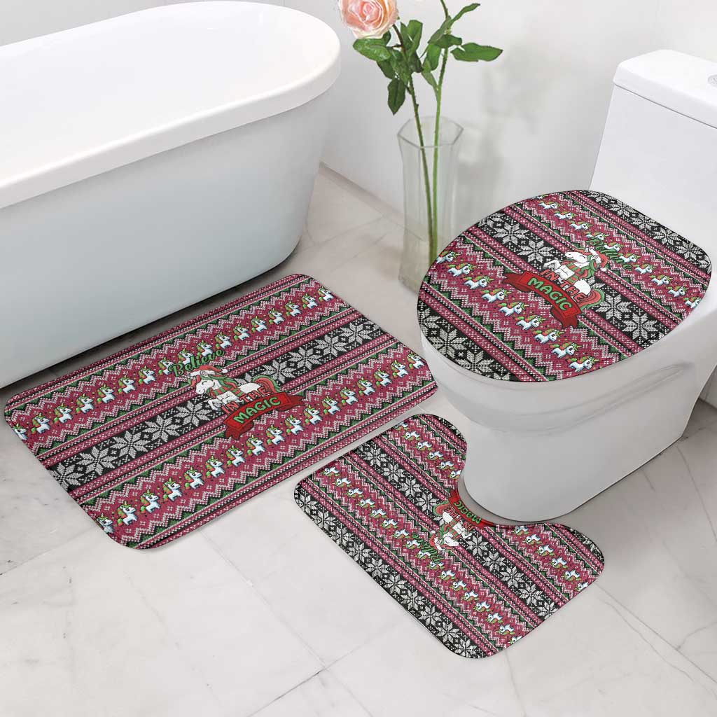 Unicorn Believe In The Magic Christmas Bathroom Set Xmas Holiday Patterns - Wonder Print Shop