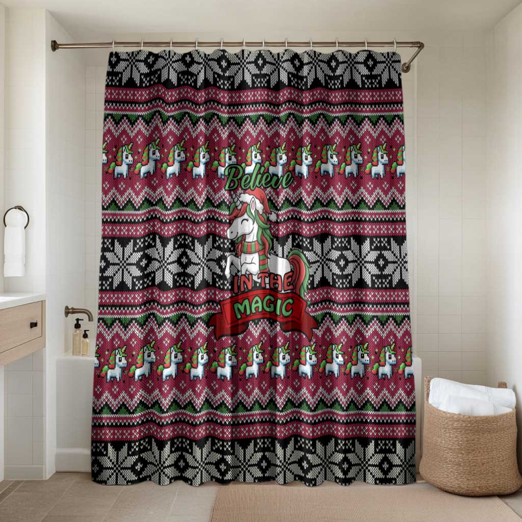 Unicorn Believe In The Magic Christmas Bathroom Set Xmas Holiday Patterns - Wonder Print Shop