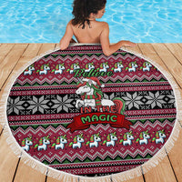 Unicorn Believe In The Magic Christmas Beach Blanket Xmas Holiday Patterns - Wonder Print Shop