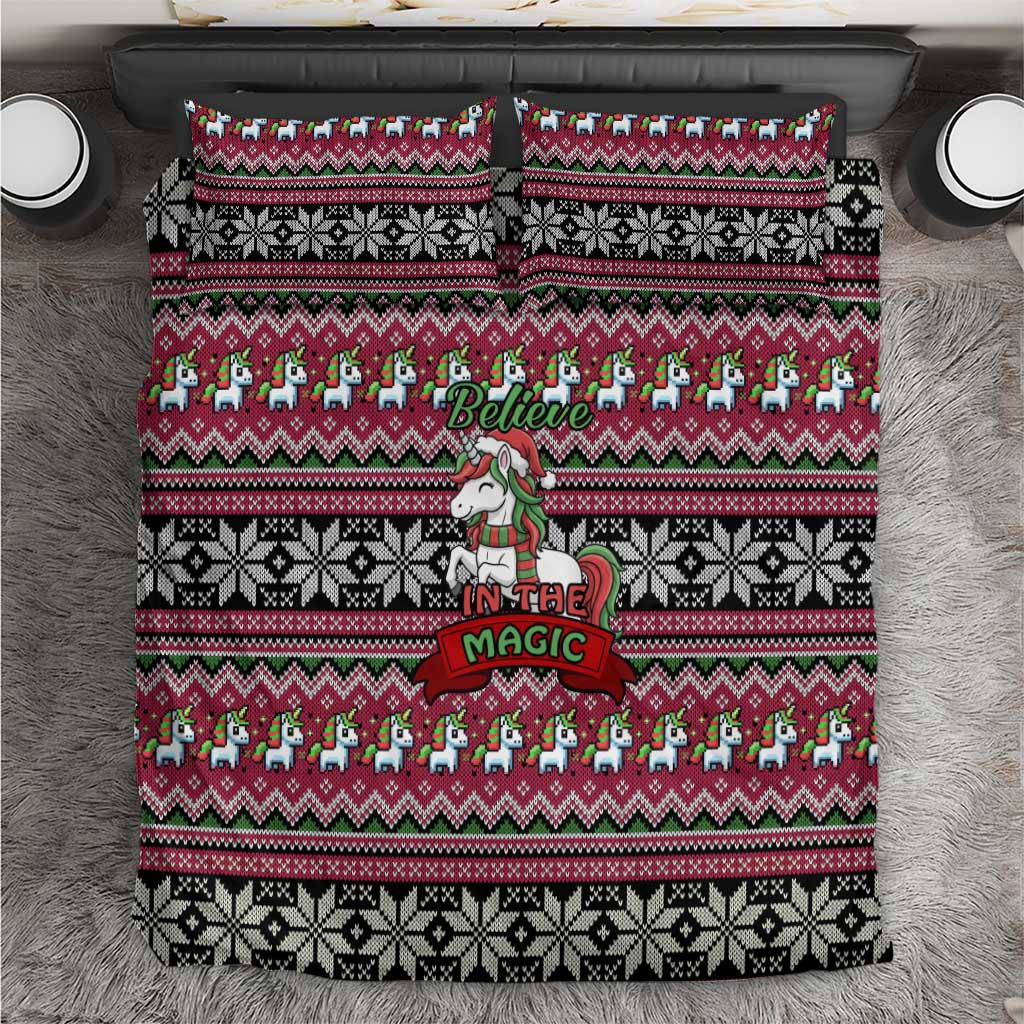Unicorn Believe In The Magic Christmas Bedding Set Xmas Holiday Patterns - Wonder Print Shop