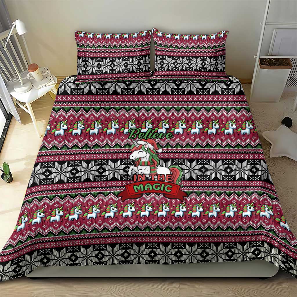 Unicorn Believe In The Magic Christmas Bedding Set Xmas Holiday Patterns - Wonder Print Shop