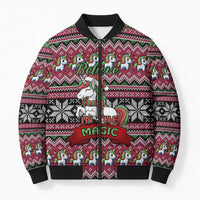 Unicorn Believe In The Magic Christmas Bomber Puffer Jacket Xmas Holiday Patterns - Wonder Print Shop
