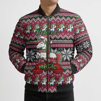 Unicorn Believe In The Magic Christmas Bomber Puffer Jacket Xmas Holiday Patterns - Wonder Print Shop