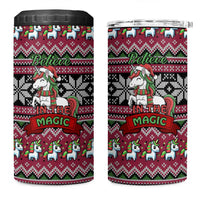 Unicorn Believe In The Magic Christmas 4 in 1 Can Cooler Tumbler Xmas Holiday Patterns - Wonder Print Shop