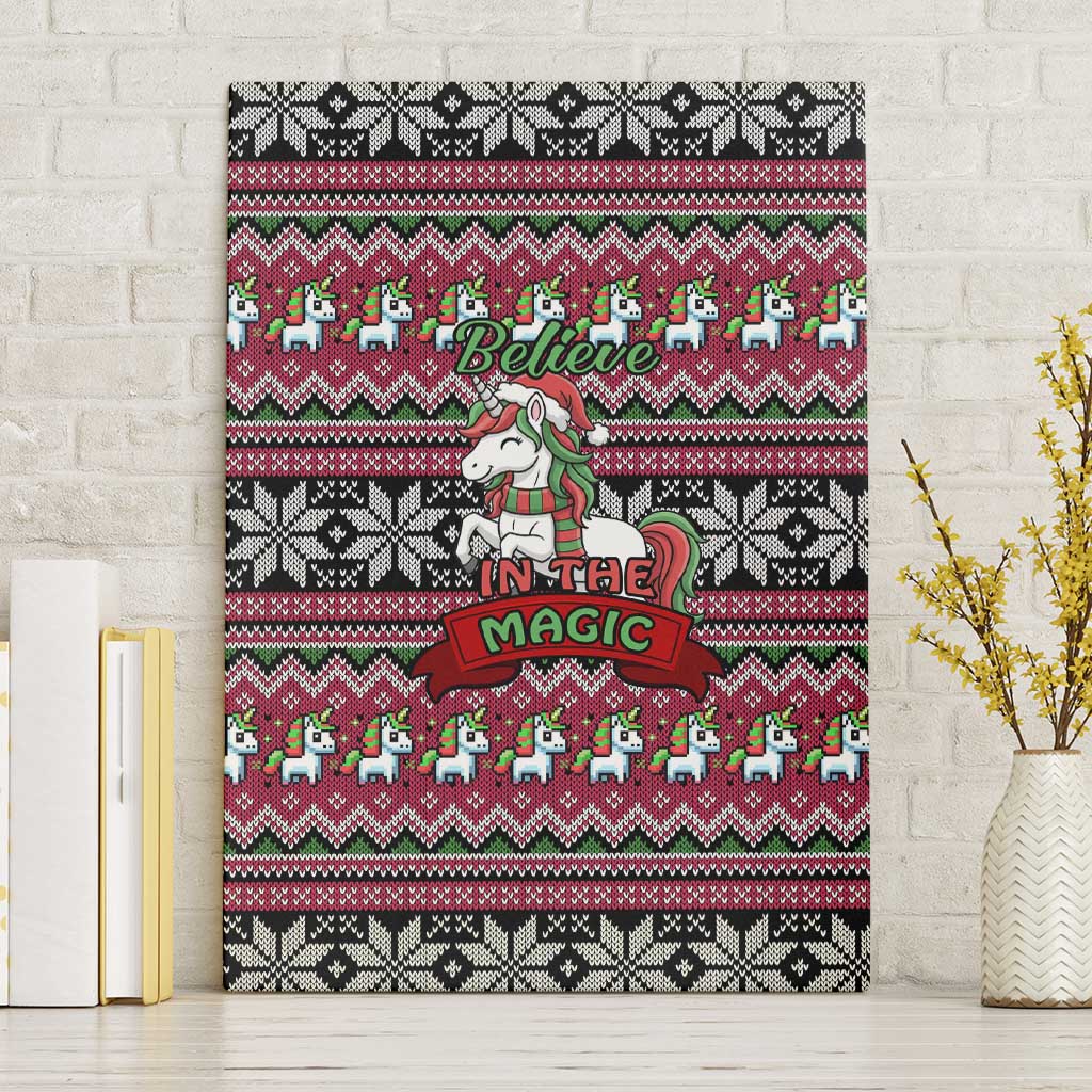 Unicorn Believe In The Magic Christmas Canvas Wall Art Xmas Holiday Patterns - Wonder Print Shop