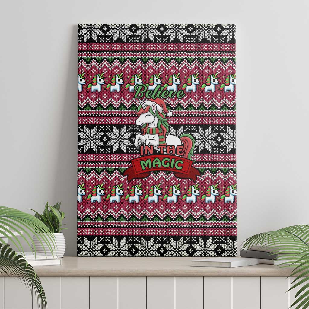 Unicorn Believe In The Magic Christmas Canvas Wall Art Xmas Holiday Patterns - Wonder Print Shop
