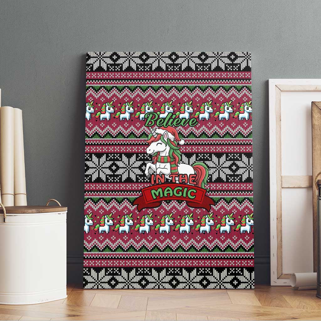 Unicorn Believe In The Magic Christmas Canvas Wall Art Xmas Holiday Patterns - Wonder Print Shop