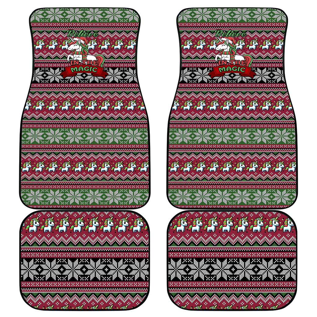 Unicorn Believe In The Magic Christmas Car Mats Xmas Holiday Patterns - Wonder Print Shop