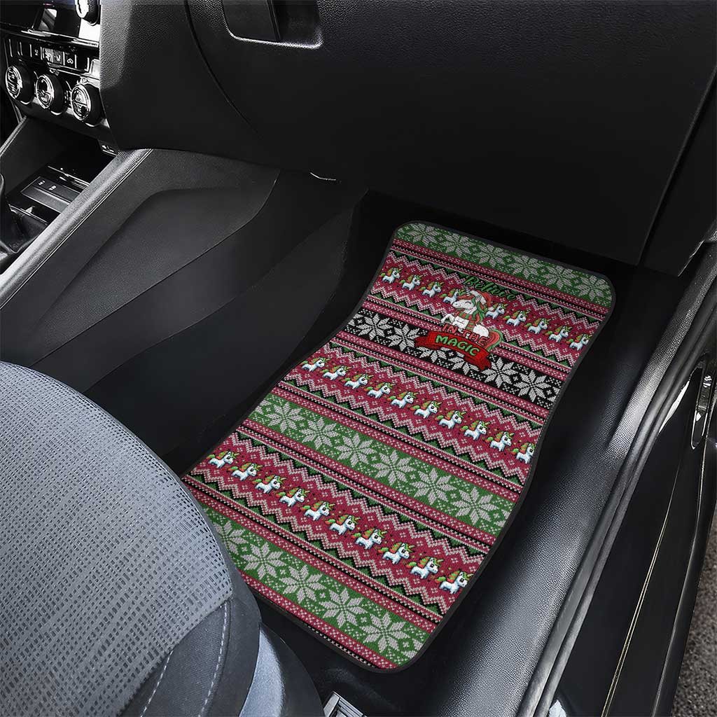 Unicorn Believe In The Magic Christmas Car Mats Xmas Holiday Patterns - Wonder Print Shop