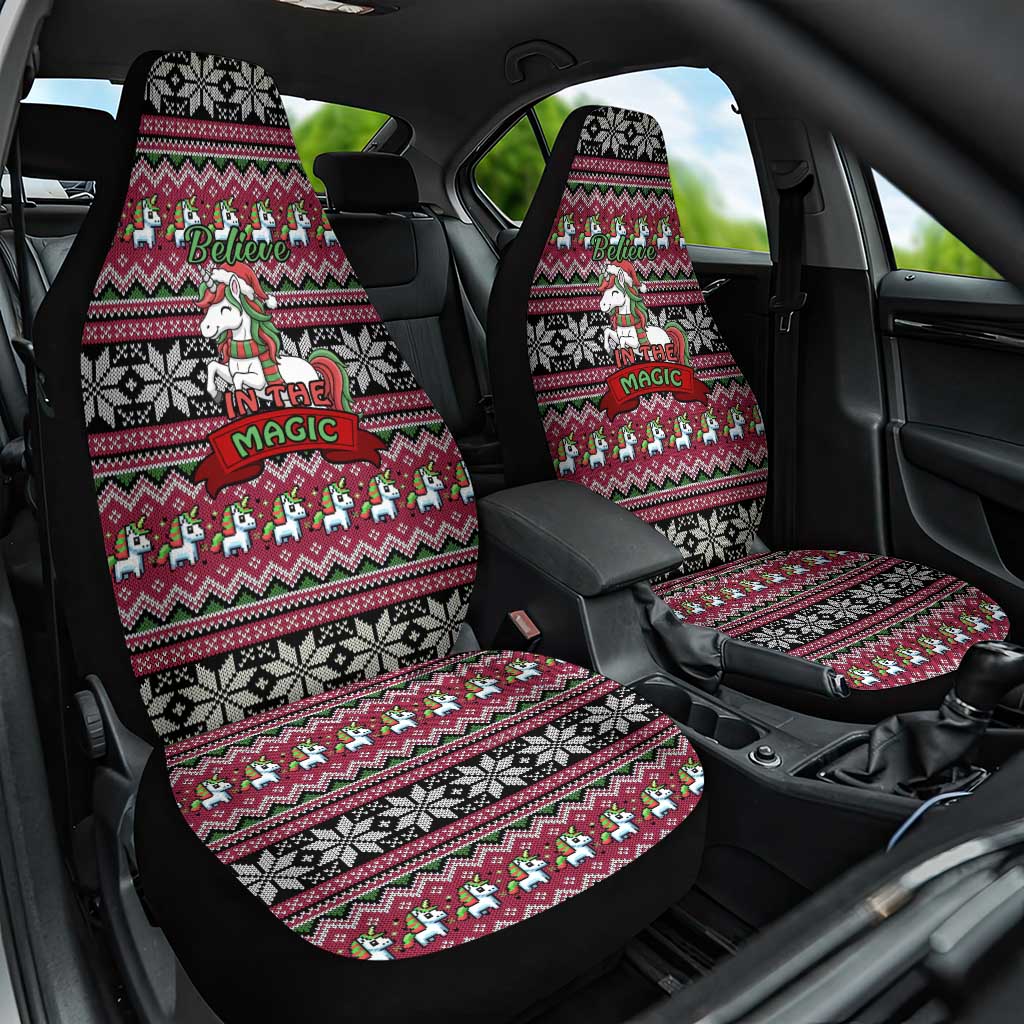 Unicorn Believe In The Magic Christmas Car Seat Cover Xmas Holiday Patterns - Wonder Print Shop