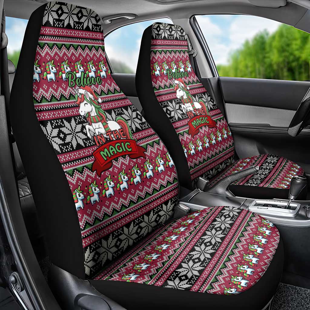 Unicorn Believe In The Magic Christmas Car Seat Cover Xmas Holiday Patterns - Wonder Print Shop