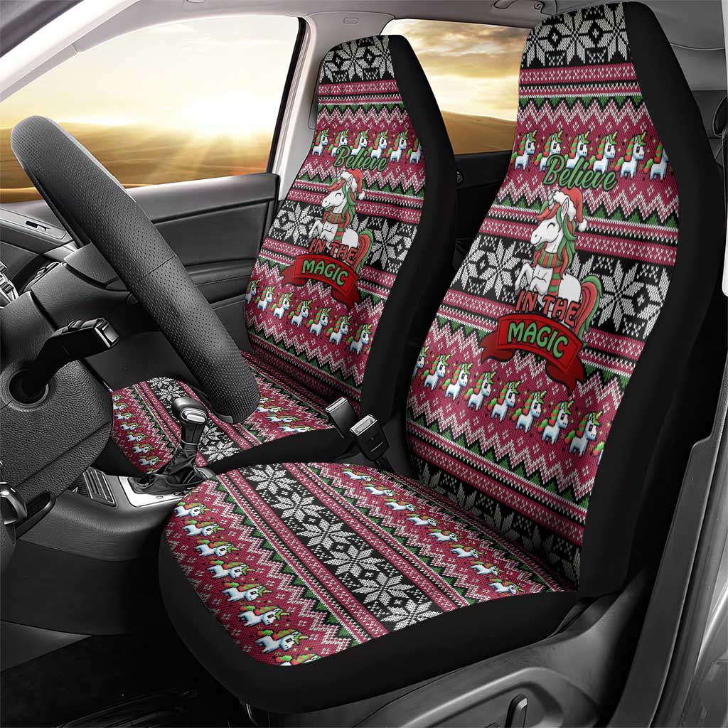 Unicorn Believe In The Magic Christmas Car Seat Cover Xmas Holiday Patterns - Wonder Print Shop