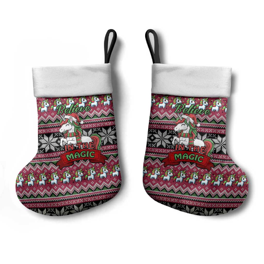 Unicorn Believe In The Magic Christmas Stocking Xmas Holiday Patterns - Wonder Print Shop