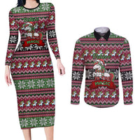 Unicorn Believe In The Magic Christmas Couples Matching Long Sleeve Bodycon Dress and Long Sleeve Button Shirt Xmas Holiday Patterns - Wonder Print Shop