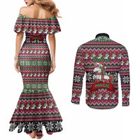 Unicorn Believe In The Magic Christmas Couples Matching Mermaid Dress and Long Sleeve Button Shirt Xmas Holiday Patterns - Wonder Print Shop