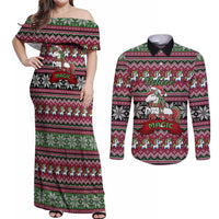 Unicorn Believe In The Magic Christmas Couples Matching Off Shoulder Maxi Dress and Long Sleeve Button Shirt Xmas Holiday Patterns - Wonder Print Shop