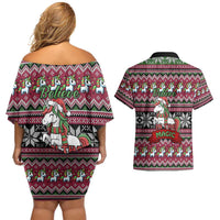 Unicorn Believe In The Magic Christmas Couples Matching Off Shoulder Short Dress and Hawaiian Shirt Xmas Holiday Patterns - Wonder Print Shop