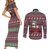 Unicorn Believe In The Magic Christmas Couples Matching Short Sleeve Bodycon Dress and Long Sleeve Button Shirt Xmas Holiday Patterns - Wonder Print Shop