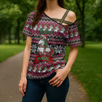 Unicorn Believe In The Magic Christmas Cross Shoulder Shirt Xmas Holiday Patterns - Wonder Print Shop