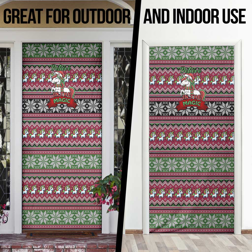 Unicorn Believe In The Magic Christmas Door Cover Xmas Holiday Patterns - Wonder Print Shop