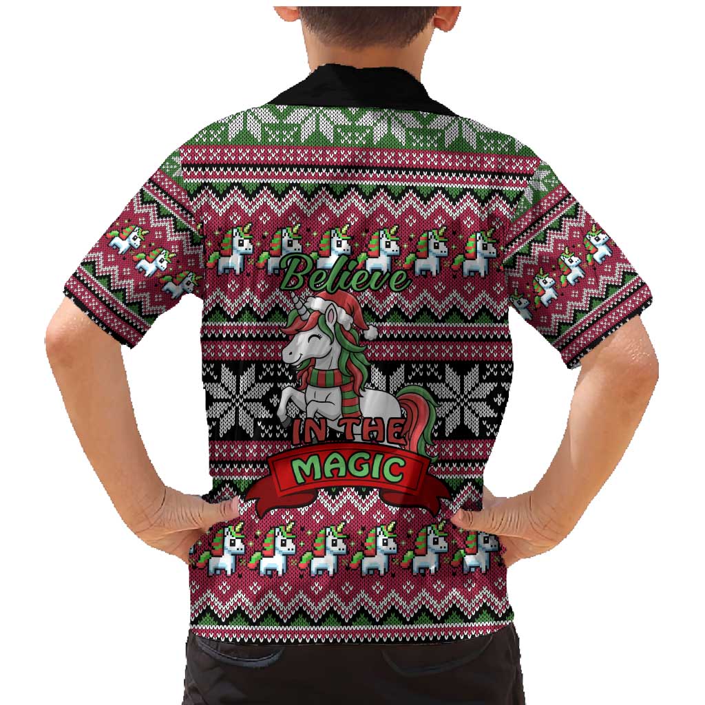 Unicorn Believe In The Magic Christmas Family Matching Mermaid Dress and Hawaiian Shirt Xmas Holiday Patterns - Wonder Print Shop