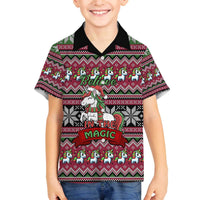 Unicorn Believe In The Magic Christmas Family Matching Off The Shoulder Long Sleeve Dress and Hawaiian Shirt Xmas Holiday Patterns - Wonder Print Shop