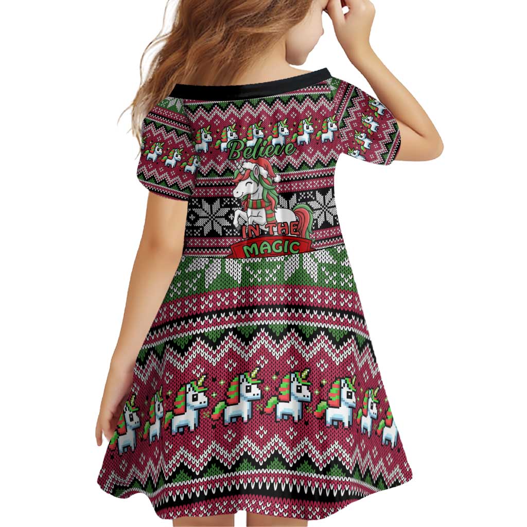 Unicorn Believe In The Magic Christmas Family Matching Off Shoulder Short Dress and Hawaiian Shirt Xmas Holiday Patterns - Wonder Print Shop