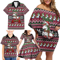 Unicorn Believe In The Magic Christmas Family Matching Off Shoulder Short Dress and Hawaiian Shirt Xmas Holiday Patterns - Wonder Print Shop