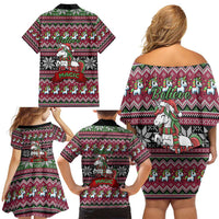 Unicorn Believe In The Magic Christmas Family Matching Off Shoulder Short Dress and Hawaiian Shirt Xmas Holiday Patterns - Wonder Print Shop