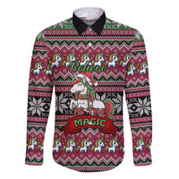 Unicorn Believe In The Magic Christmas Family Matching Short Sleeve Bodycon Dress and Hawaiian Shirt Xmas Holiday Patterns - Wonder Print Shop