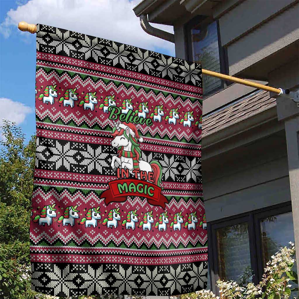 Unicorn Believe In The Magic Christmas Garden Flag Xmas Holiday Patterns - Wonder Print Shop