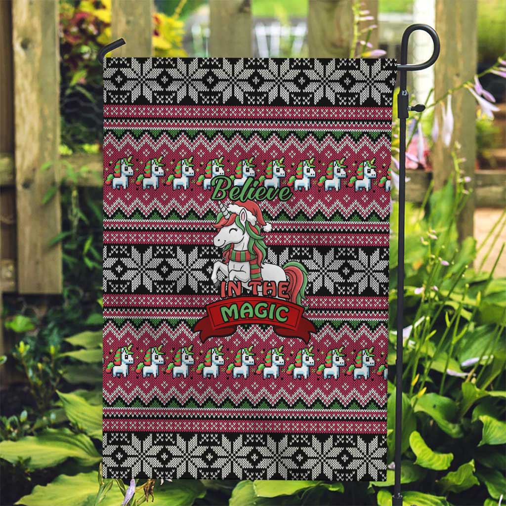 Unicorn Believe In The Magic Christmas Garden Flag Xmas Holiday Patterns - Wonder Print Shop