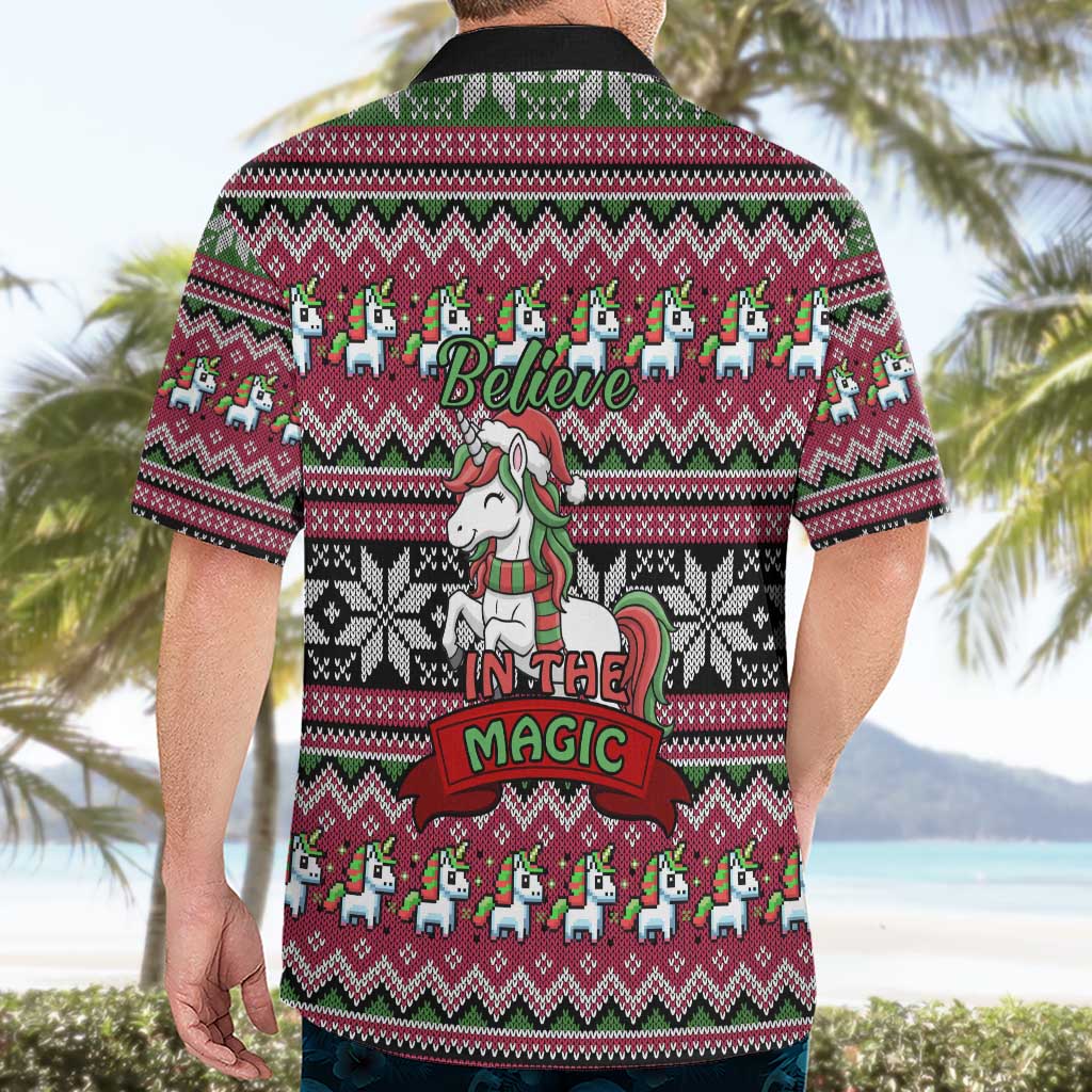 Unicorn Believe In The Magic Christmas Hawaiian Shirt Xmas Holiday Patterns - Wonder Print Shop