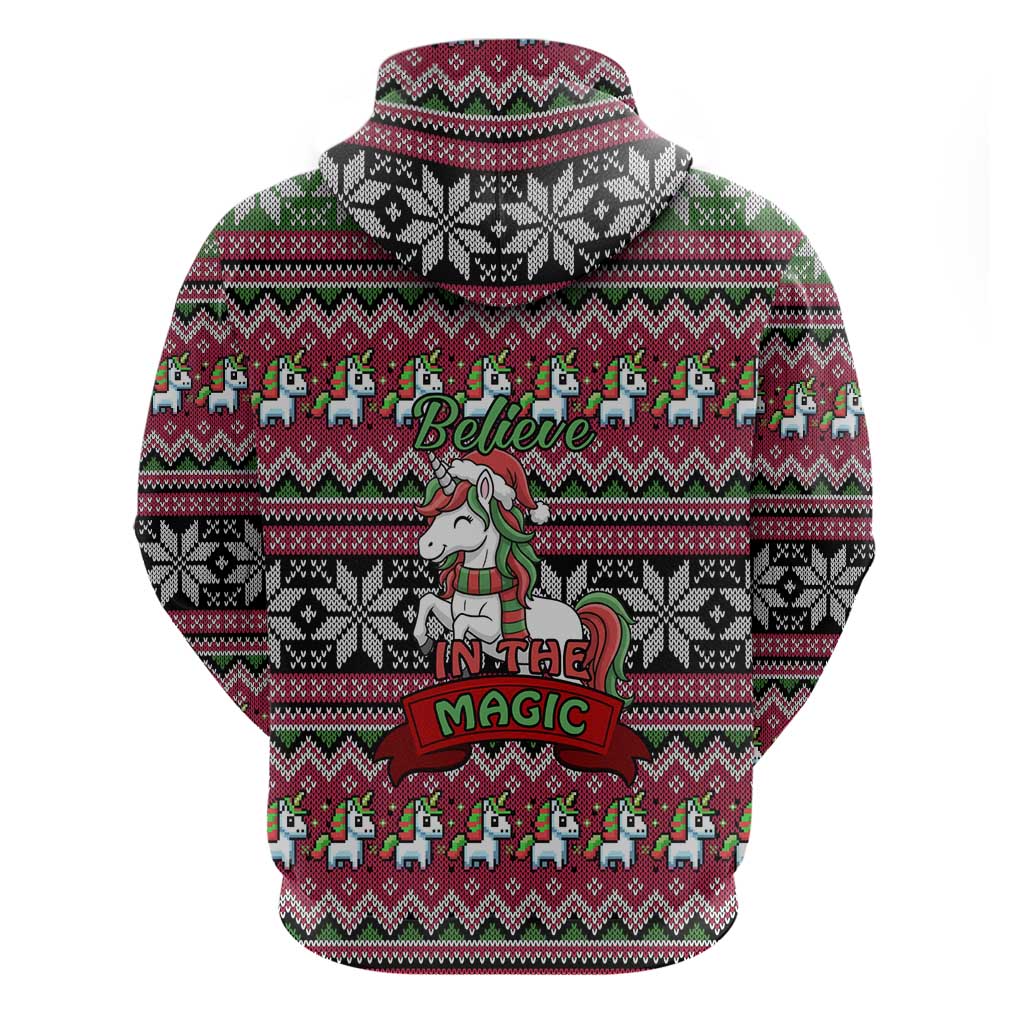 Unicorn Believe In The Magic Christmas Hoodie Xmas Holiday Patterns - Wonder Print Shop