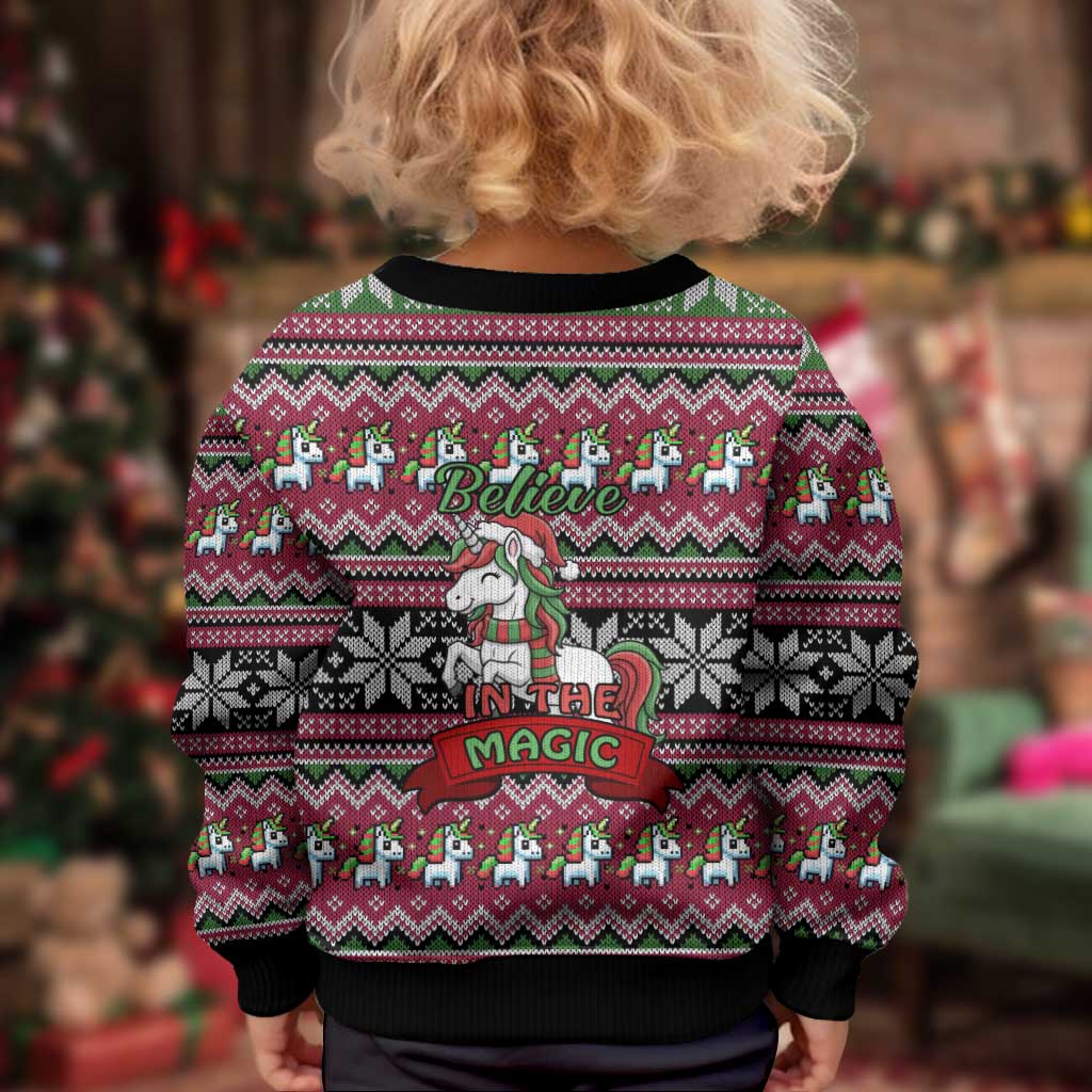 Unicorn Believe In The Magic Christmas Kid Ugly Christmas Sweater Xmas Holiday Patterns - Wonder Print Shop