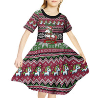 Unicorn Believe In The Magic Christmas Kid Short Sleeve Dress Xmas Holiday Patterns - Wonder Print Shop